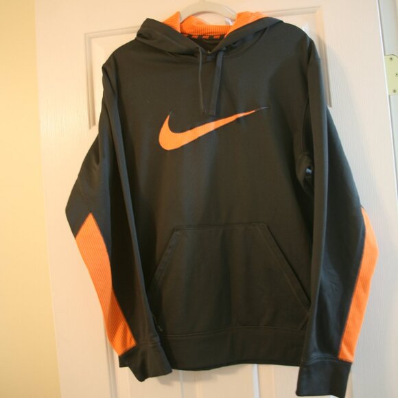 Nike Men's Therma-Fit Hooded Sweatshirt, Size Small, Black/Orange - Picture 1 of 3